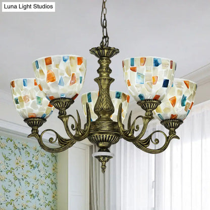 Mediterranean Shell Mosaic Pendant Chandelier - White with 5/9/11 Lights