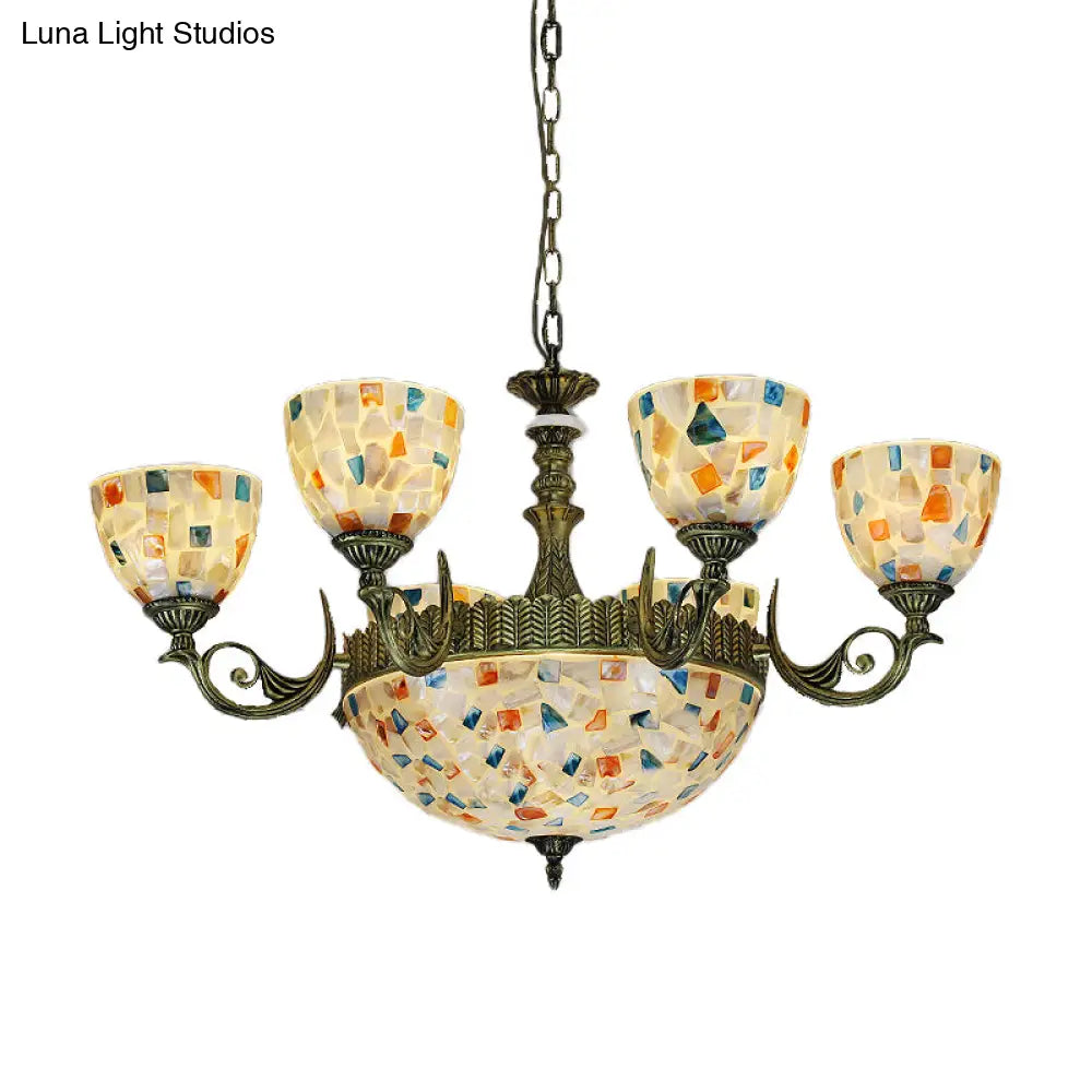 Mediterranean Shell Mosaic Pendant Chandelier - White with 5/9/11 Lights