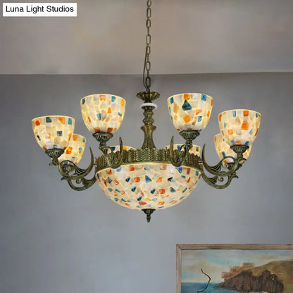 Mediterranean Shell Mosaic Pendant Chandelier - White with 5/9/11 Lights