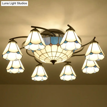 DecorBites™ DecorBites™ Mediterranean Stained Art Glass Ceiling Flush Light for Bedroom