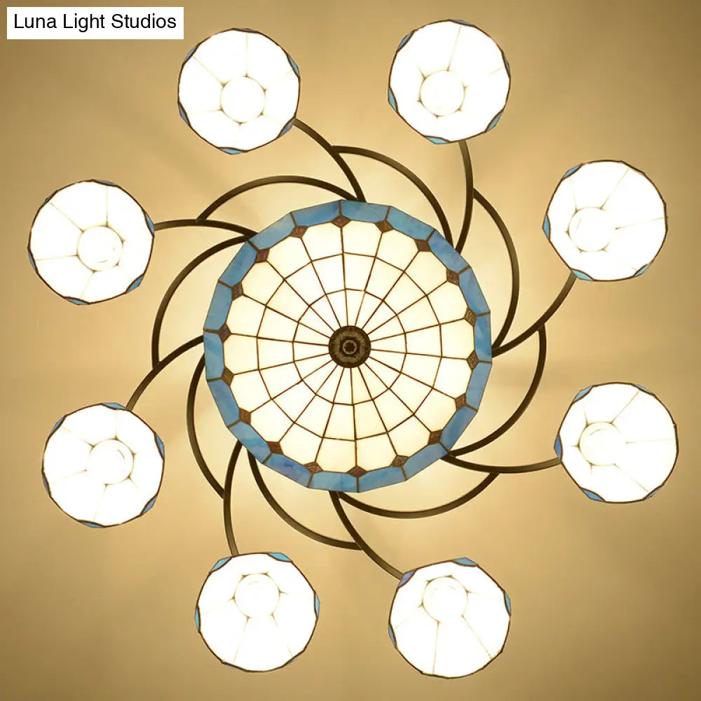 DecorBites™ DecorBites™ Mediterranean Stained Art Glass Ceiling Flush Light for Bedroom