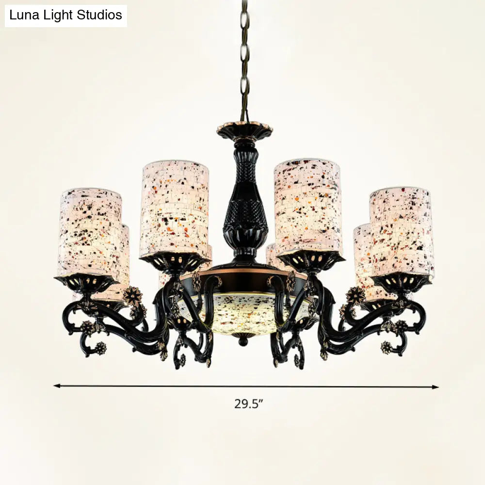 Mediterranean Stained Glass Chandelier with 4/6/9 Hanging Lights