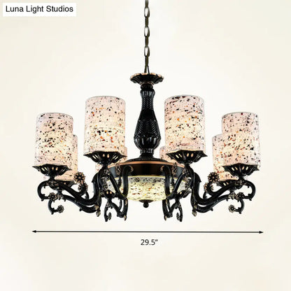Mediterranean Stained Glass Chandelier with 4/6/9 Hanging Lights