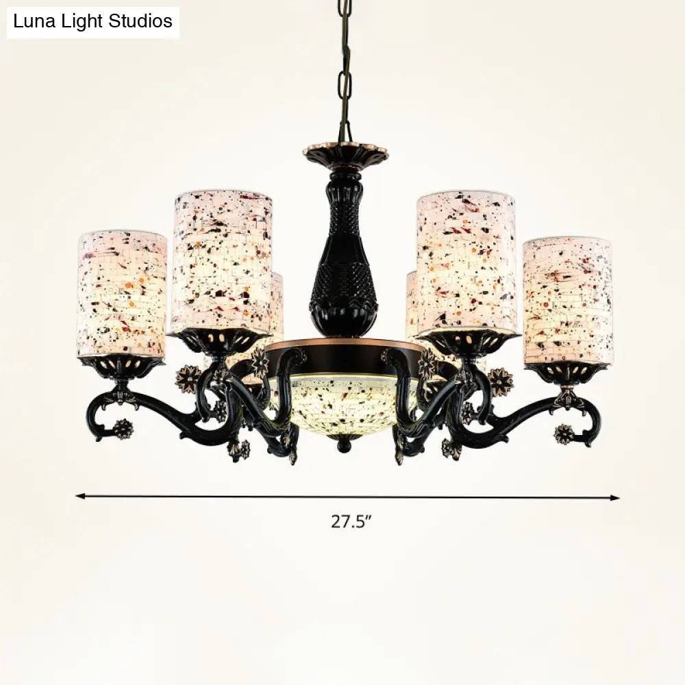 Mediterranean Stained Glass Chandelier with 4/6/9 Hanging Lights