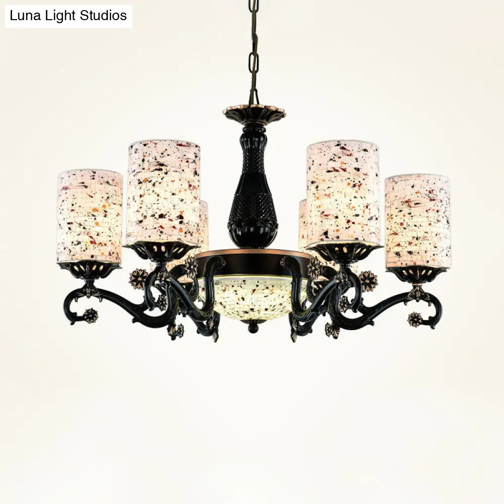 Mediterranean Stained Glass Chandelier with 4/6/9 Hanging Lights