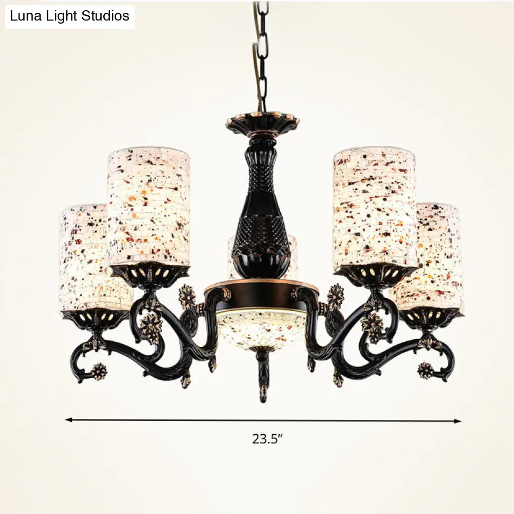 Mediterranean Stained Glass Chandelier with 4/6/9 Hanging Lights
