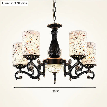 Mediterranean Stained Glass Chandelier with 4/6/9 Hanging Lights