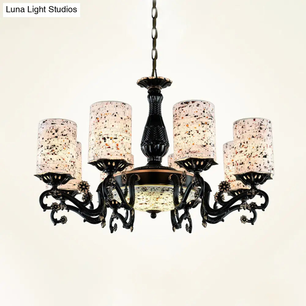 Mediterranean Stained Glass Chandelier with 4/6/9 Hanging Lights