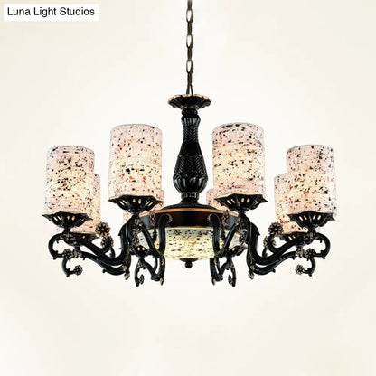 Mediterranean Stained Glass Chandelier with 4/6/9 Hanging Lights