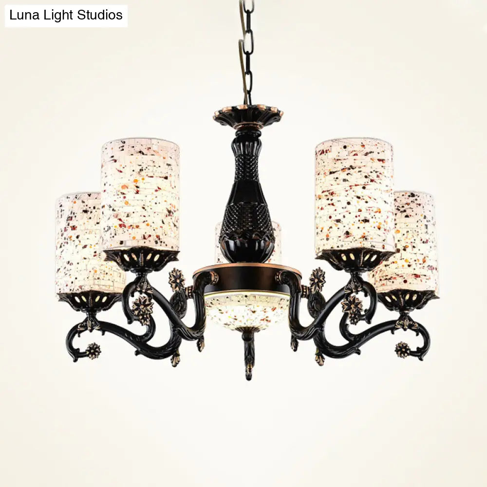 Mediterranean Stained Glass Chandelier with 4/6/9 Hanging Lights