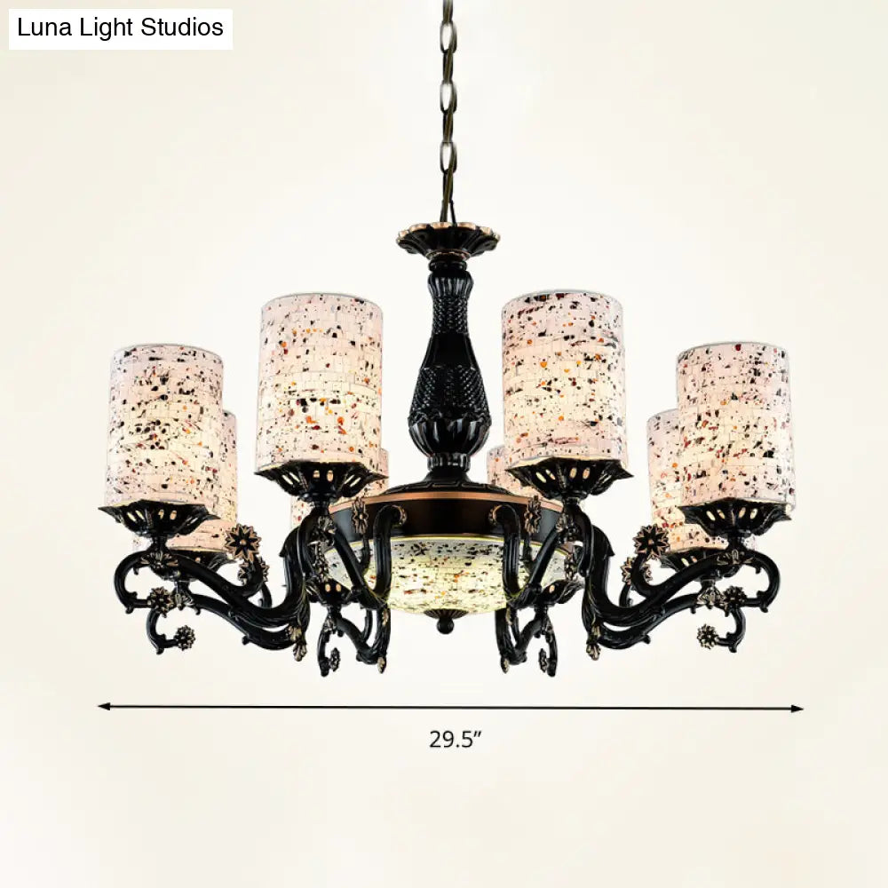 Mediterranean Stained Glass Chandelier with 4/6/9 Hanging Lights