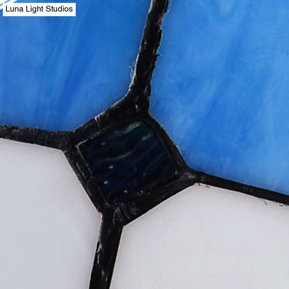 Mediterranean Stained Glass Dome Chandelier - 3/5/8 Light Pendant for Living Room in White