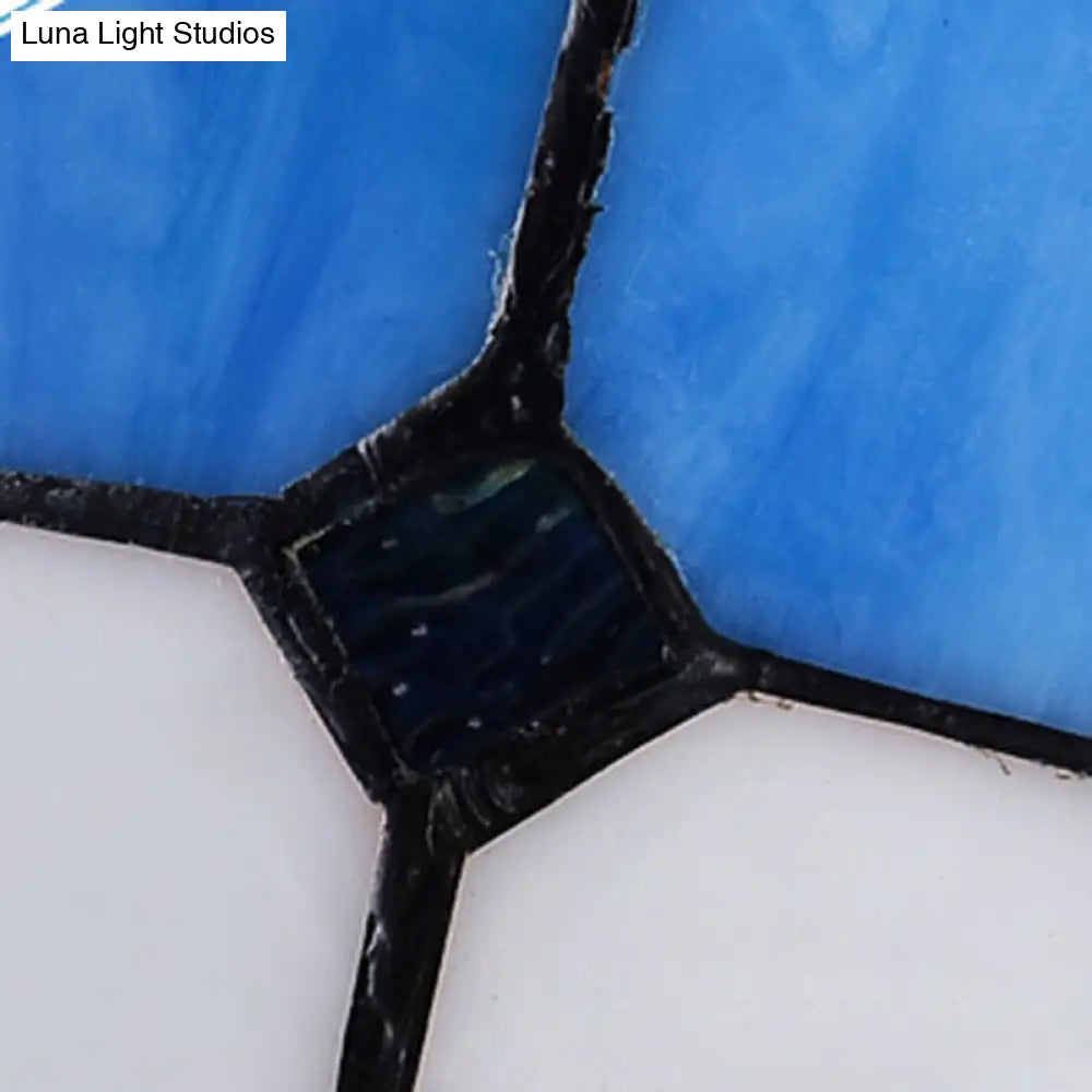 Mediterranean Stained Glass Dome Chandelier - 3/5/8 Light Pendant for Living Room in White