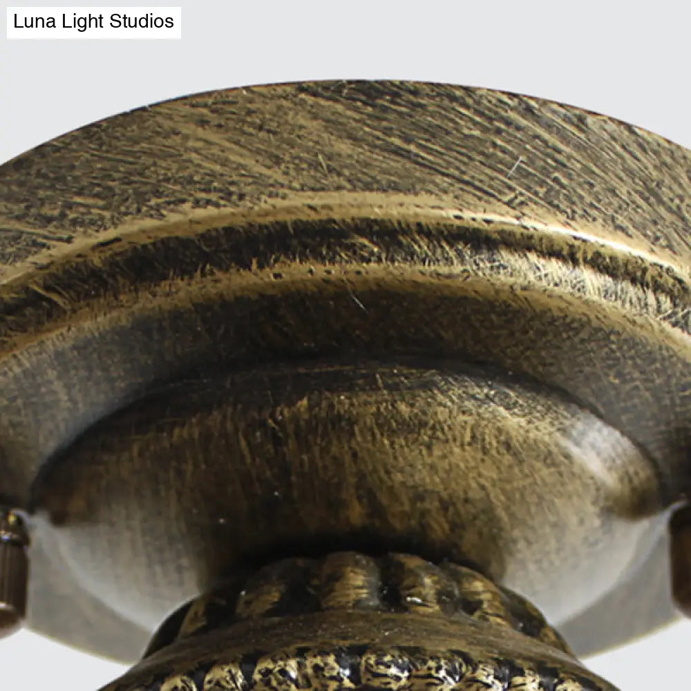 DecorBites™ DecorBites™ Mediterranean Stained Glass Dome Flush Light in Brass Finish with 1 Light & Stunning Geometric Patterns