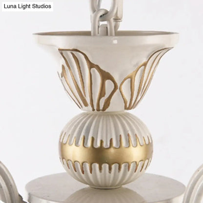 Mediterranean Stained Glass Pendant Chandelier - Beige Mosaic Lamp for Living Room (3/5/9 Lights)