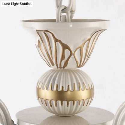 Mediterranean Stained Glass Pendant Chandelier - Beige Mosaic Lamp for Living Room (3/5/9 Lights)