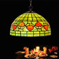 Mediterranean Style Hanging Pendant Light with Stained Glass Shade - Red/Green