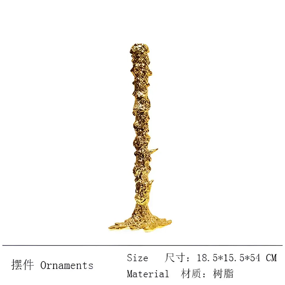 Golden textured tree-like resin candlestick holder perfect as a decorbites golden candlestick for dining room decor