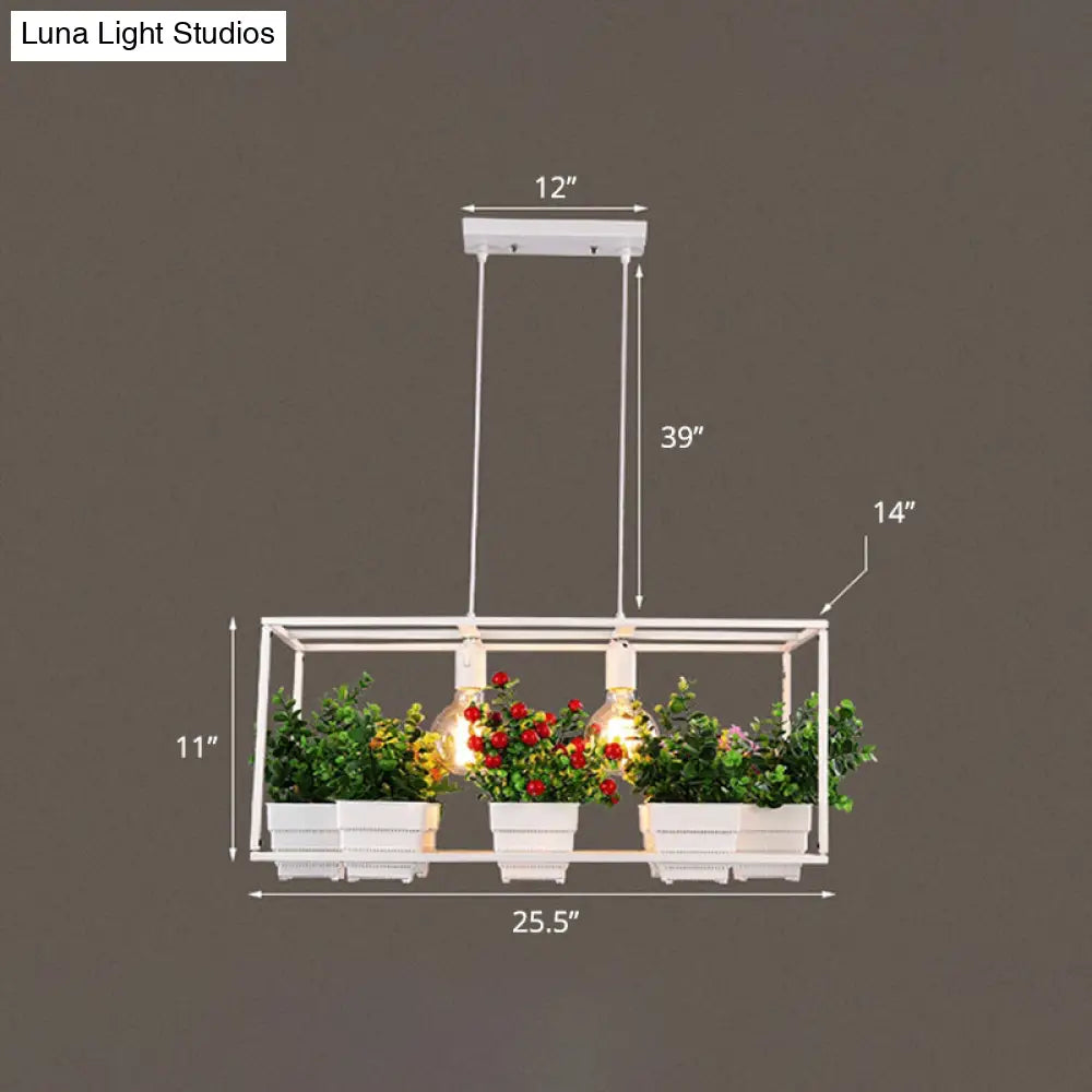 ديكوربايتس™ مصباح معلق معدني مستطيل الشكل برأسين للمطاعم مع شجرة بونساي صناعية معلقة