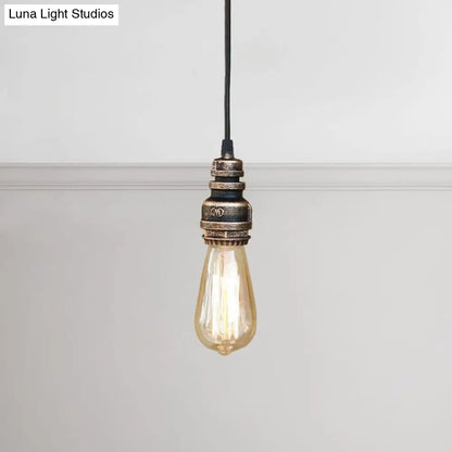 Metal Adjustable Hanging Lamp with Open Bulb - Industrial Stylish Ceiling Fixture (Black/Silver)