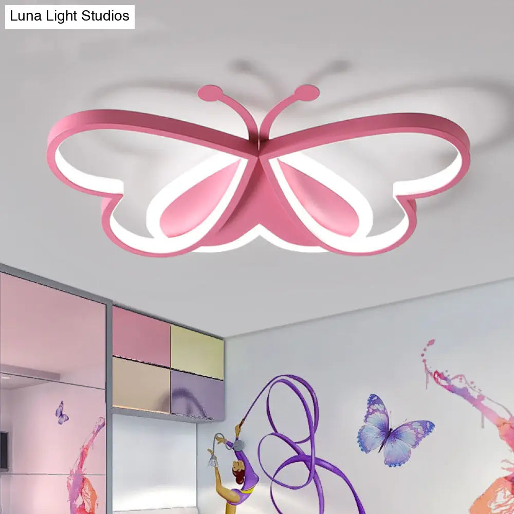 DecorBites™ DecorBites™ Metal and Acrylic Butterfly LED Flushmount Lamp for Children's Room in Blue/Pink