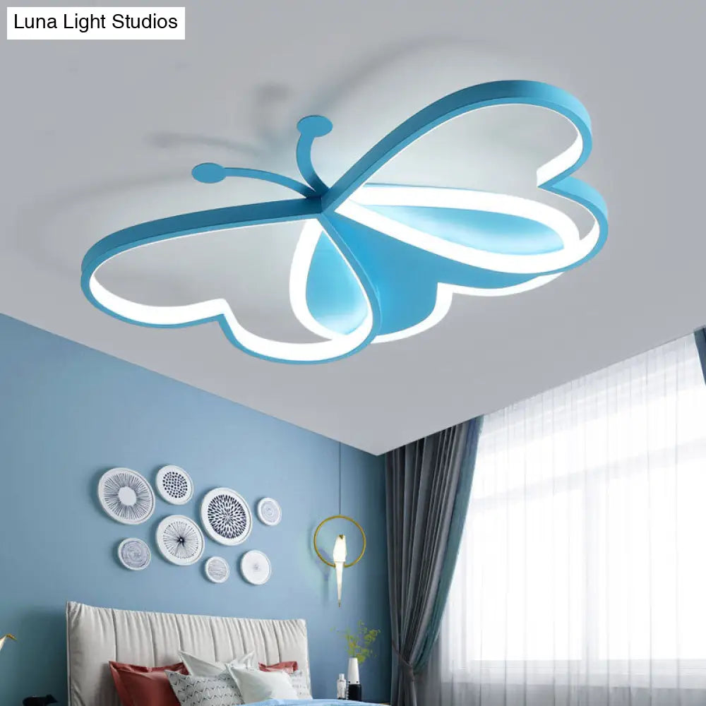 DecorBites™ DecorBites™ Metal and Acrylic Butterfly LED Flushmount Lamp for Children's Room in Blue/Pink
