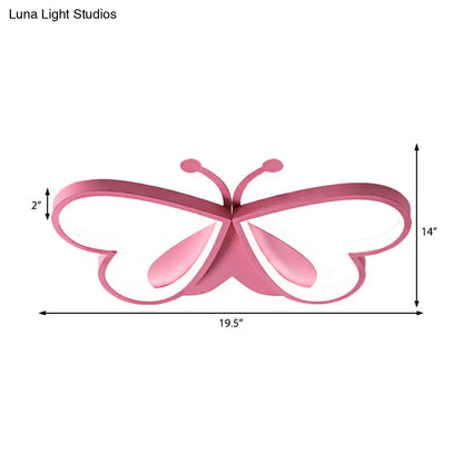 DecorBites™ DecorBites™ Metal and Acrylic Butterfly LED Flushmount Lamp for Children's Room in Blue/Pink