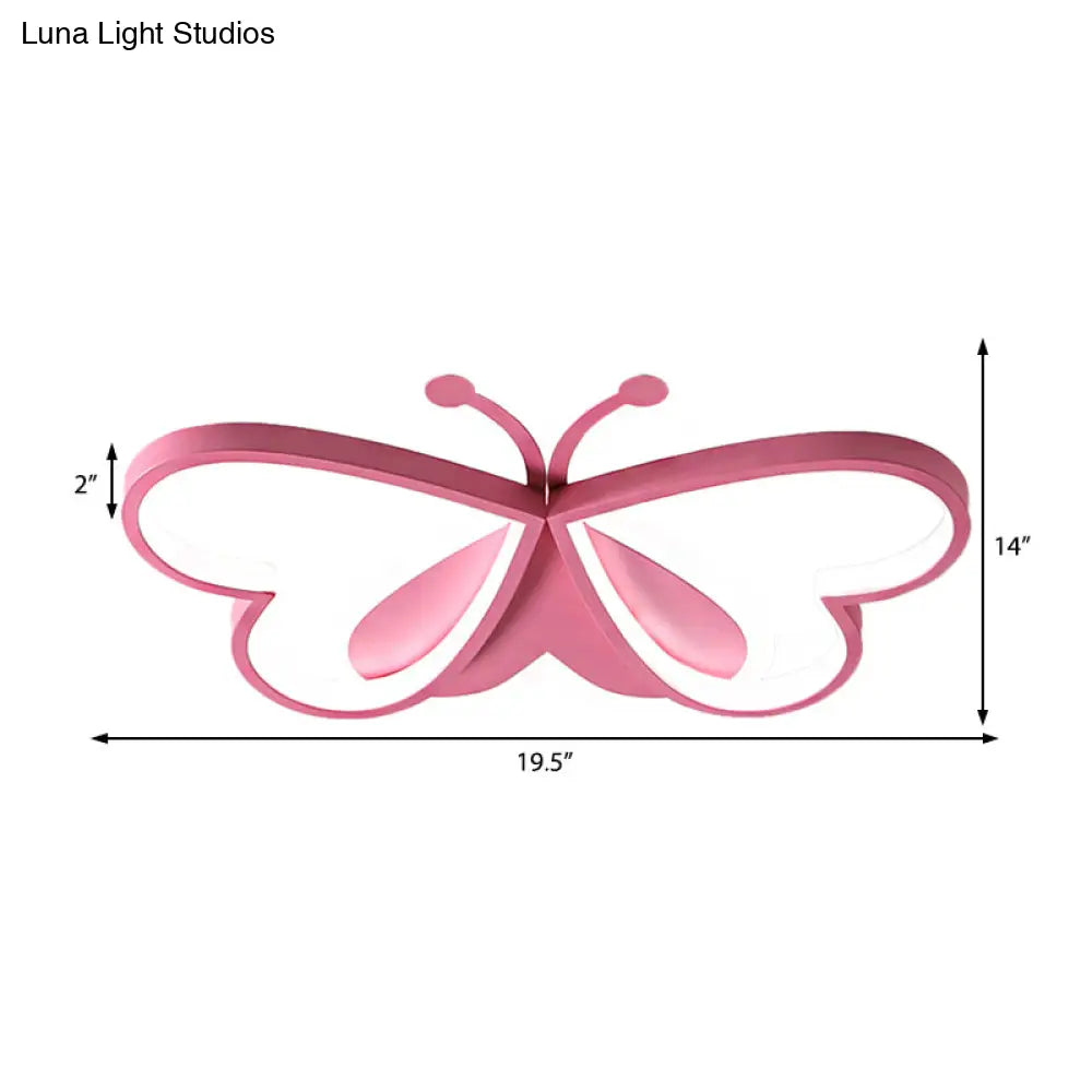 DecorBites™ DecorBites™ Metal and Acrylic Butterfly LED Flushmount Lamp for Children's Room in Blue/Pink