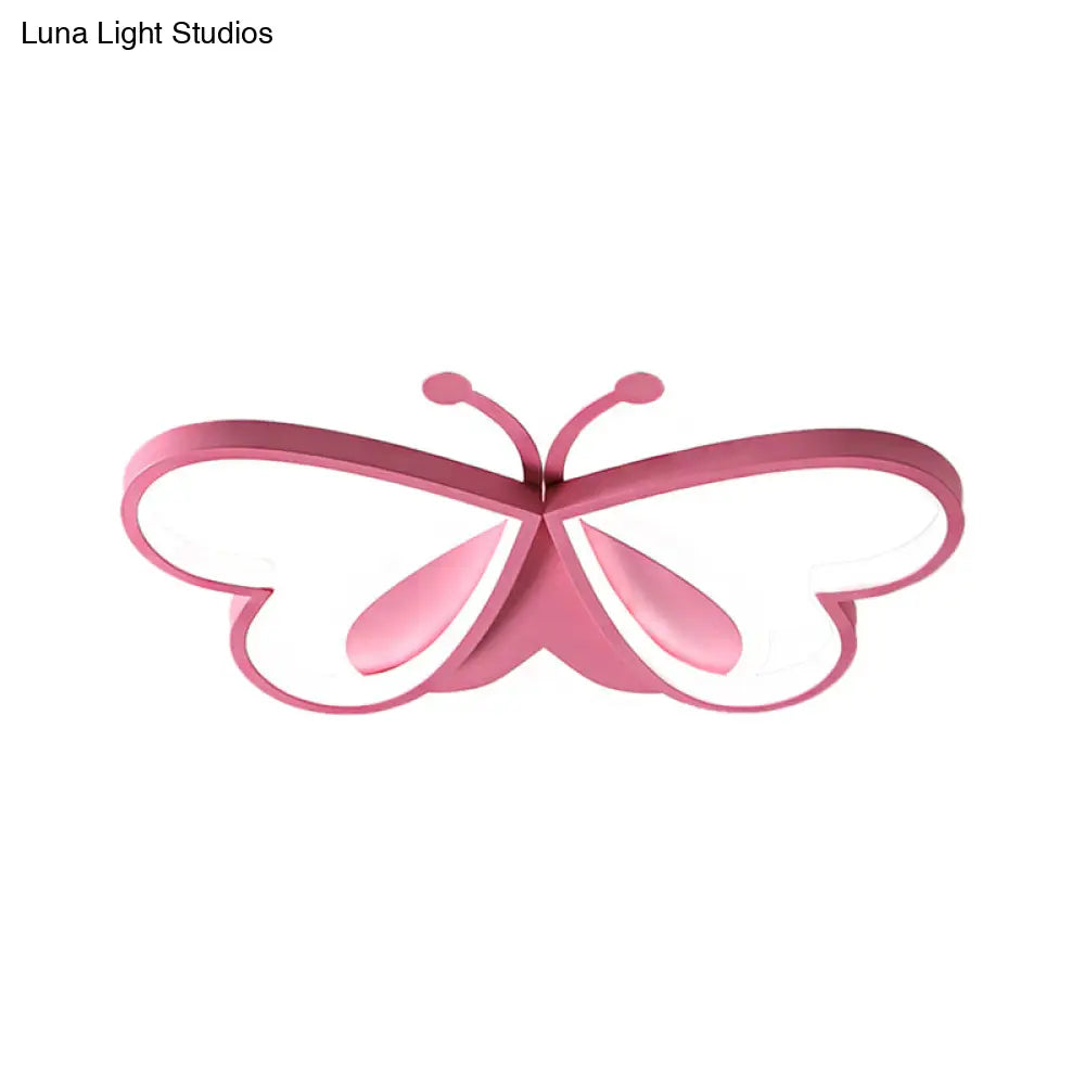 DecorBites™ DecorBites™ Metal and Acrylic Butterfly LED Flushmount Lamp for Children's Room in Blue/Pink