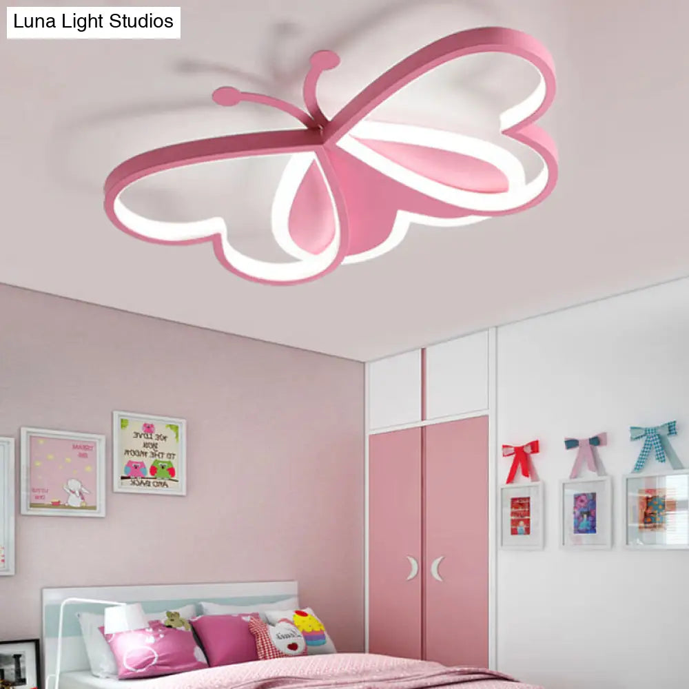 DecorBites™ DecorBites™ Metal and Acrylic Butterfly LED Flushmount Lamp for Children's Room in Blue/Pink