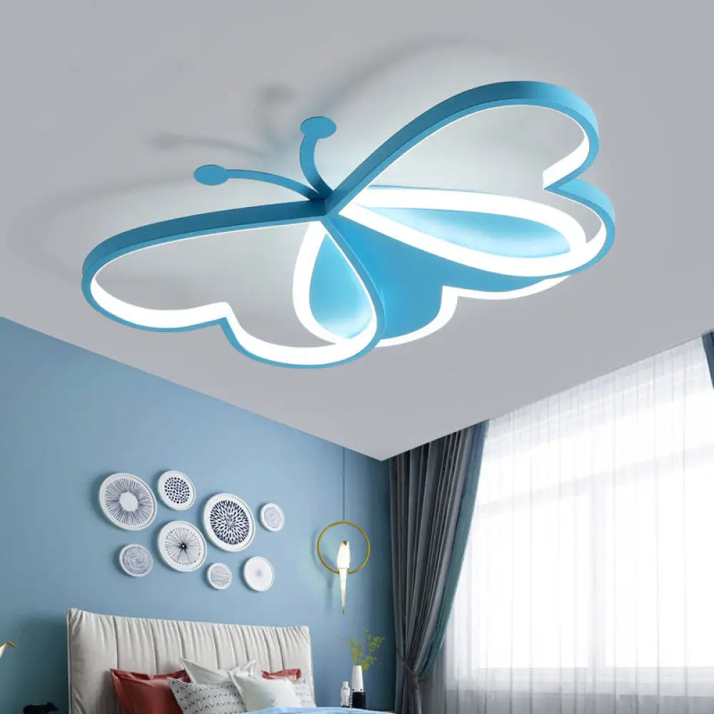 DecorBites™ DecorBites™ Metal and Acrylic Butterfly LED Flushmount Lamp for Children's Room in Blue/Pink