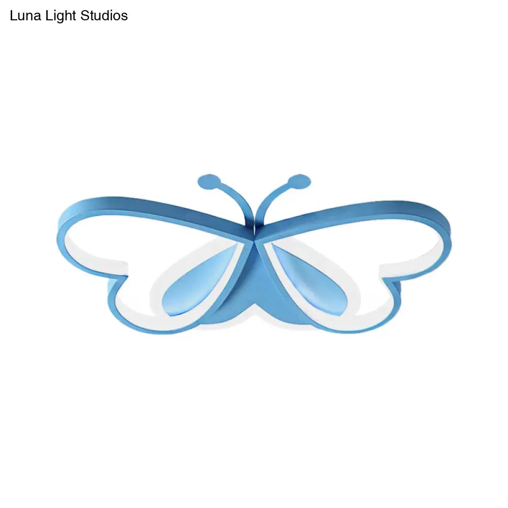 DecorBites™ DecorBites™ Metal and Acrylic Butterfly LED Flushmount Lamp for Children's Room in Blue/Pink