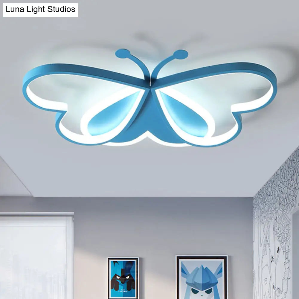 DecorBites™ DecorBites™ Metal and Acrylic Butterfly LED Flushmount Lamp for Children's Room in Blue/Pink