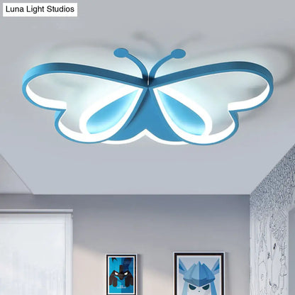 DecorBites™ DecorBites™ Metal and Acrylic Butterfly LED Flushmount Lamp for Children's Room in Blue/Pink