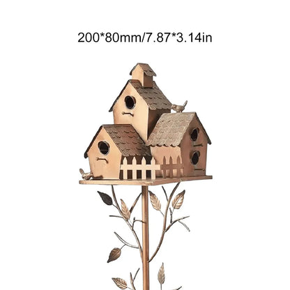 Metal Birdhouse Garden Stakes for Outdoor Decor