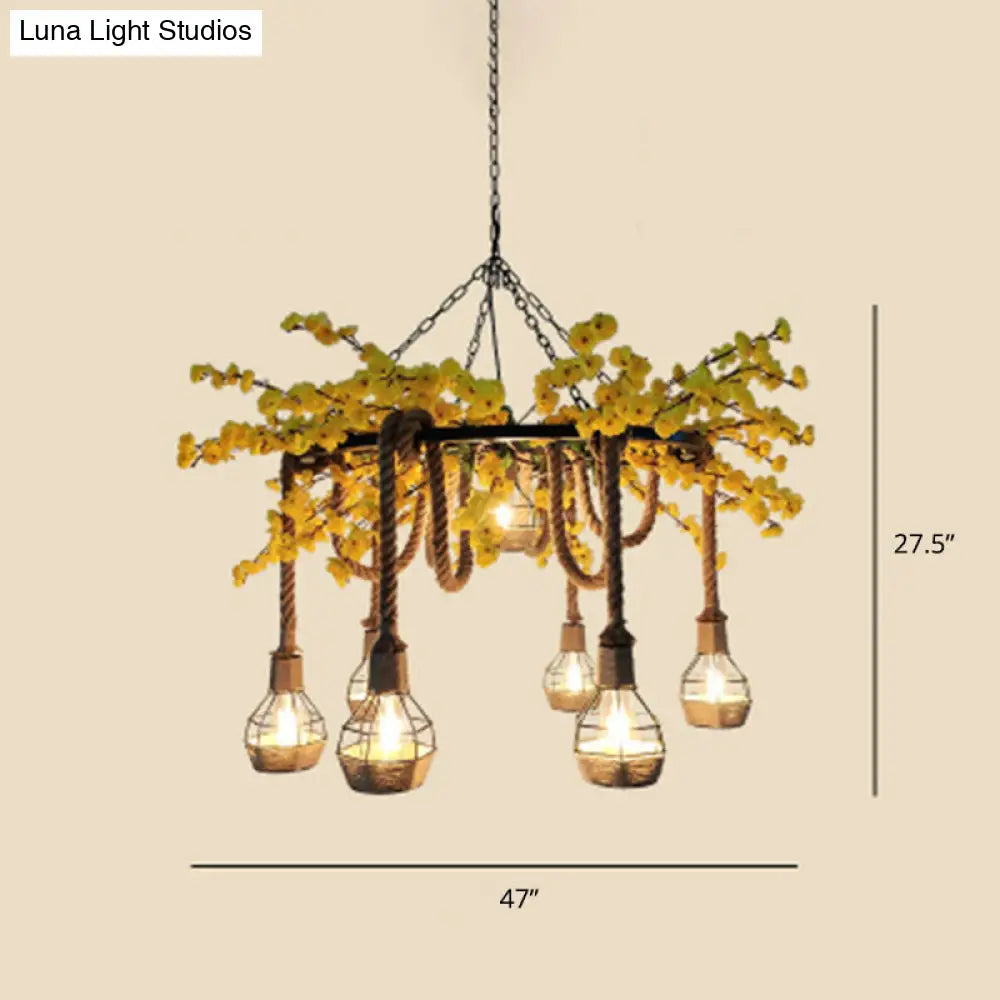 Metal Botanic Hanging Chandelier for Industrial Restaurant Lighting