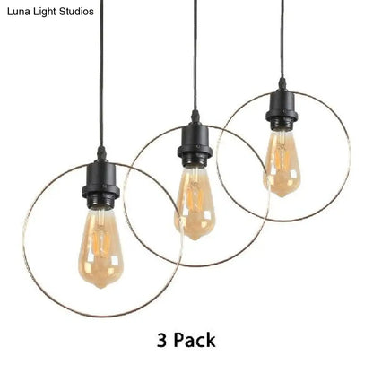 Metal Caged Pendant Lighting - Farmhouse Style - 1 Light - Black