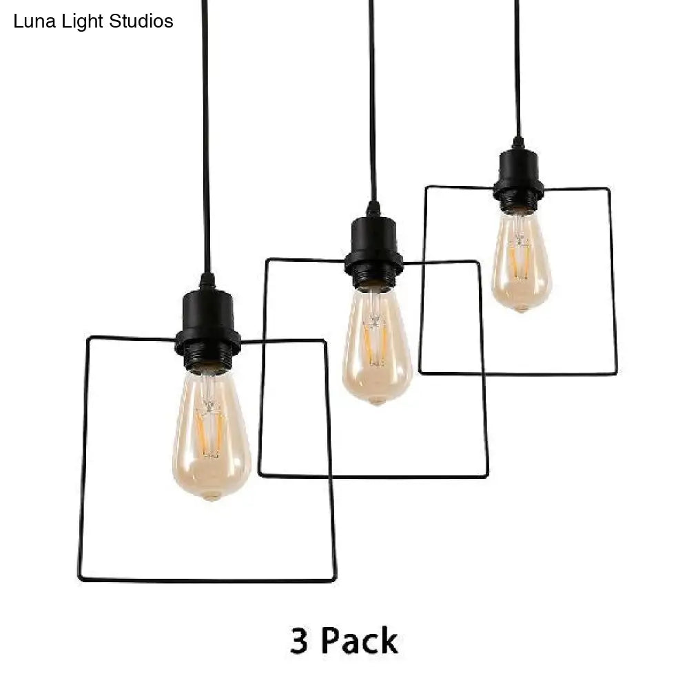 Metal Caged Pendant Lighting - Farmhouse Style - 1 Light - Black