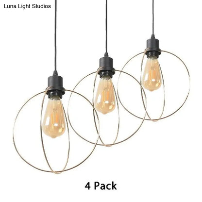 Metal Caged Pendant Lighting - Farmhouse Style - 1 Light - Black