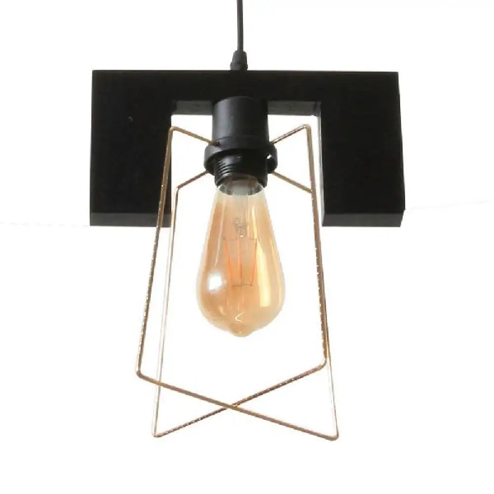 Metal Caged Pendant Lighting - Farmhouse Style - 1 Light - Black