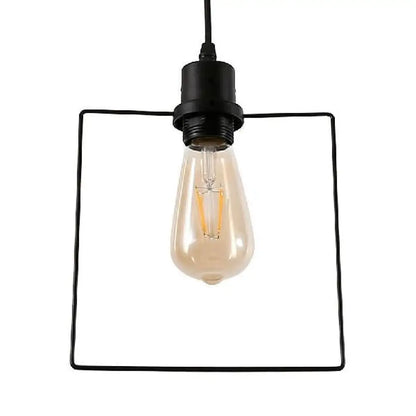 Metal Caged Pendant Lighting - Farmhouse Style - 1 Light - Black