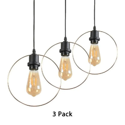 Metal Caged Pendant Lighting - Farmhouse Style - 1 Light - Black