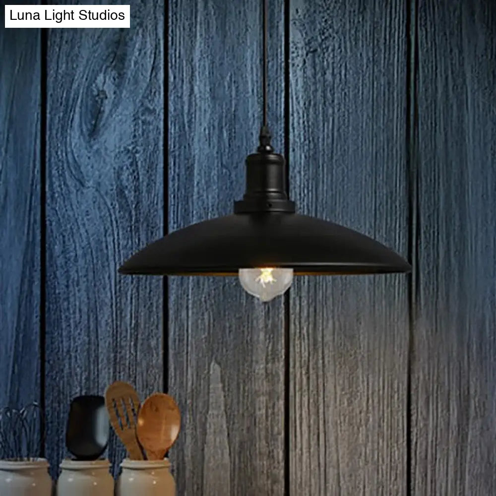 Metal Dome Shaped Pendulum Light - Farmhouse 1-Light Hanging Lamp Kit