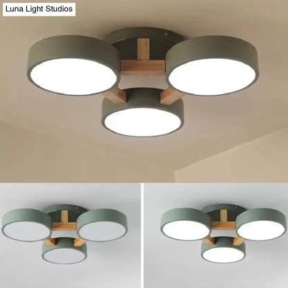 DecorBites™ DecorBites™ Metal Drum Semi Flush Mount Ceiling Lamp with 3 Macaron Loft Heads for Living Room