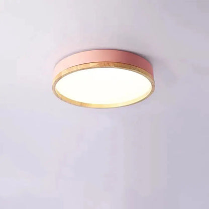 DecorBites™ DecorBites™ Metal Flush Mount LED Ceiling Lamp with Wooden Rim - Elegant Round Design