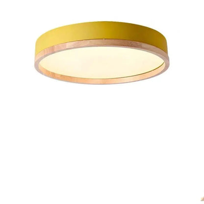 DecorBites™ DecorBites™ Metal Flush Mount LED Ceiling Lamp with Wooden Rim - Elegant Round Design