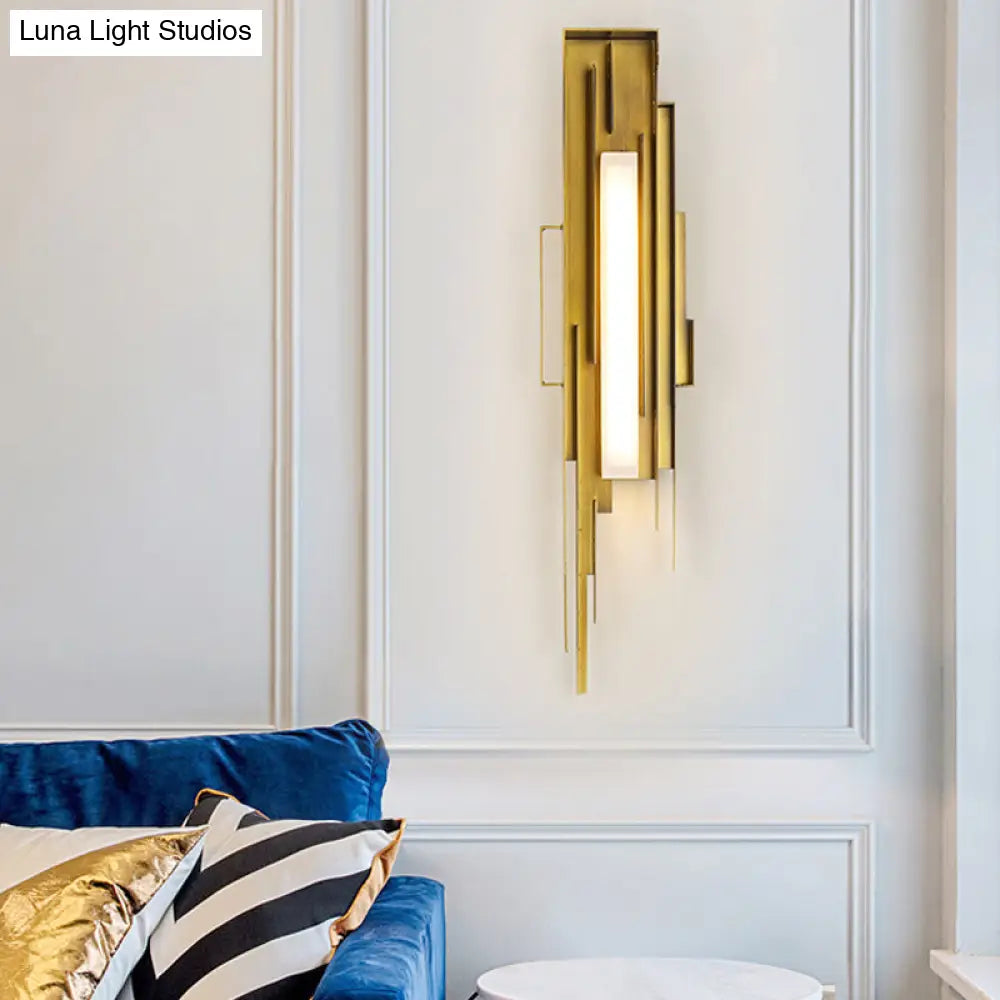 DecorBites™ DecorBites™ Metal Geometric Wall Mount LED Gold Sconce for Living Room Lighting