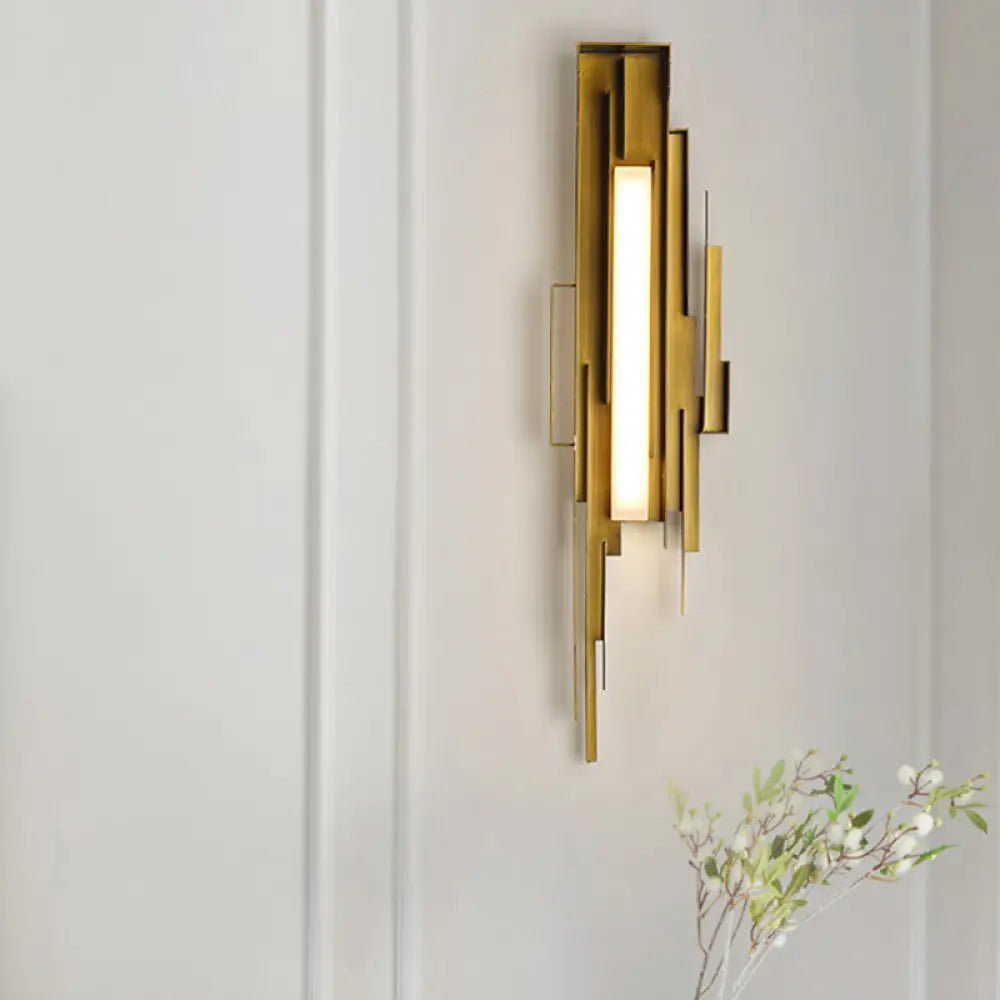 DecorBites™ DecorBites™ Metal Geometric Wall Mount LED Gold Sconce for Living Room Lighting