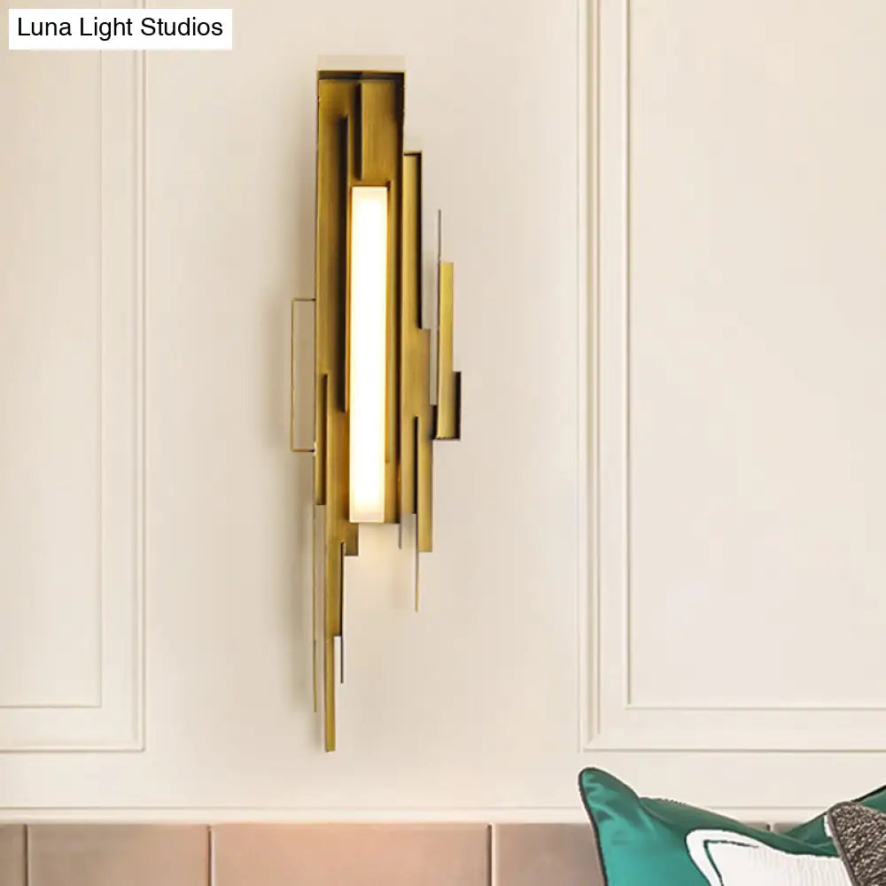 DecorBites™ DecorBites™ Metal Geometric Wall Mount LED Gold Sconce for Living Room Lighting