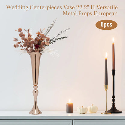 Metal Golden Flower Stand Vase Candle Holder - Vase
